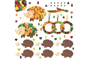 HZMJDHZM 6 Pièces Kit d'Artisanat Hérisson Enfant, Ensemble D'artisanat D'automne Enfant, Kit D'artisanat en Feutre, Hérissons Autocollantes Bricolage Pour Thanksgiving, Automne Fête (Hérisson)