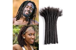 Originea Dreadlock Extensions Cheveux Humains pour Homme/Femme 0,6cm d'épaisseur Locs Paquets Vierges Dreadlocks Extensions de Cheveux Humains Noir (6 Pouces 30pcs)