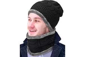 URECOVER Christmas Presents for Men Beanie Hat - Mens Gifts Winter Hat and Scarf Set for Men Advent Calendar 2023 Thermal Hats, Stocking Fillers Secret Santa Gifts for Men Dad Him Xmas Gifts, Black, One Size