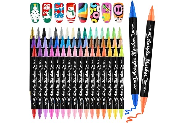 Kalolary Ensemble de 12 couleurs 3D stylo pour nail art, stylo nail art pour ongles, stylo pointillisme graffiti pinceau pour nail art DIY, beauté, bijoux, outils de manucure (Multicolore T)
