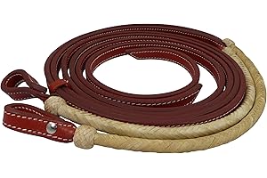 THOR EQUINE Redini Occidentali Redini spaccate, tonde in Pelle di rovo, 220 cm, Cucite, Noce di Gesso