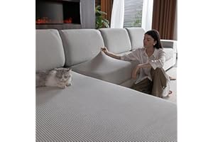 OHSIO Stretch Sofa Covers for Sectional Couch – Soft Washable Sofa Slipcovers 2 3 4 Seater, Pet-Friendly, Anti-Slip Furniture Protector(1 Piece Back Couch Cover, Light Gray)