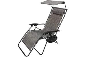 Samuel ALEXANDER Multi Position Outdoor Garden Gravity Relaxer Chair Sun Lounger with Sun Canopy in Grey