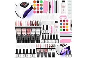 SPTHTHHPY 48W Lampe à UV LED Kit Ongle Gel avec 5 Couleurs 15g Gel d'Extensions d'Ongles Kit + 6 Couleurs Vernis à Ongles semi-permanent+Base Top Coat+faux ongles + Brosse à ongles Nail Art Outil