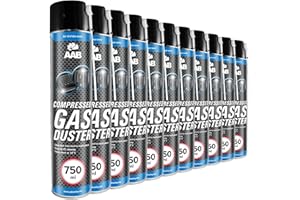 AABCOOLING 11 x AAB Bombe Air Sec 750ml - Bouteille Air Comprimé, Nettoyage des Ordinateurs, Dépoussiérant en Spray, pour Enlever la Poussière, Sans Odeur Aérosol, Computer Cleaner, Informatique Matériel