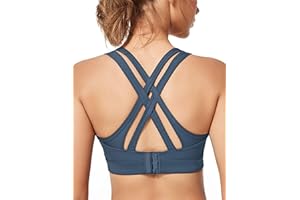 Yvette Soutien Gorge de Sport Femmes Bretelles Réglables Bretelles Réglables Dos Croisées sans Armature Maintien Fort Grande Taille Course Fitness Gym