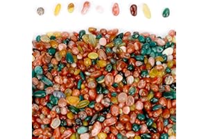 ideayard 2 lb(910g) Rose Quartz Crystal Chips Stone, 7-9mm Natural Irregular Healing Crystal and Gemstones, Tumbled Stones for Plants Succulent, Garden (Colorful agate 2lb)