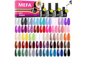 MEFA Smalto Semipermanente Unghie, 46PCS Kit Semipermanente Unghie con Base Coat e Glossy & Matt Top Coat, Smalto per Unghie in Gel UV LED Professionali Kit