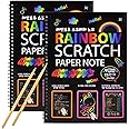 deziine�2 A4 Drawing Book 10 Pages Rainbow Scratch Paper Notes Scratch Art Activity Books 10.5 X 7.5 inches Scratch Magic Doodle Note Pad for Kids Arts and Crafts Perfect Travel Activity (Pack of 2)