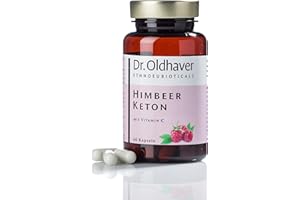 ‎DR. OLDHAVER ETHNOEUBIOTICALS Dr. Oldhaver Himbeer Keton (60 Kapseln), Laktosefrei & Glutenfrei, Frei von Farbstoffen, Premium Qualität, Mit Vitamin C für den Energiestoffwechsel
