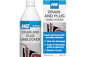 HG Drain and Plug Unblocker – Fast Acting Drain Cleaner for Sinks, Pipes & Shower Traps - 1L