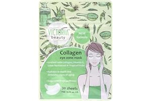 Victoria Beauty Collagen Eye Patches - Under Eye Mask for Puffy Eyes and Eye Bags Remover with Green Tea, Vitamin E and Castor Oil - Dark Circles Under Eye Treatment - Cooling Eye Pads - 30 sheets