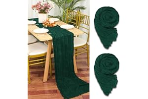 YMHPRIDE Seihtuch-Tischläufer, rustikaler Gaze-Stoff, Boho-Tischläufer, Seihtuch, Hochzeitstischdekoration, Tischdecke für Hochzeit, Party, Brautparty, Tischdekoration, Tischdekoration, 90 x 300 cm