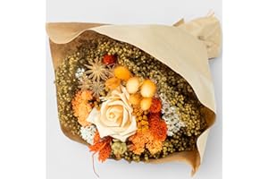 BEKABA Bouquet de Flores Secas y Naturales en Tonalidades Variadas, Regalo Ideal Hecho a Mano, 50x35 (Salmón)