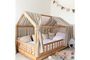 ‎LILIMAUS lilimaus Hausbett Himmel [in 12 Farben] Betthimmel Hausbett aus 100% Baumwolle Musselin - Stoffhimmel für Hausbett Deko Mädchen & Jungen - Himmel für Hausbett Kinder - Bett Vorhang Kinderbett