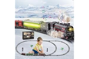 Joellfuner Elektrische Zug Spielzeug, Eisenbahn Kinder Elektrisch, Dampfzug Spielzeug mit Schienen, Dampf, Licht & Geräuschen, Weihnachtszug um den Baum Geschenk für Kinder (Zug)