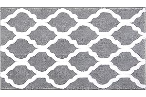 Pauwer Tapis Bain Microfibre Carpette Anti-Glissant Antibacterienne Tapis de Bain Lavable en Machine (Gris, 70X120cm)