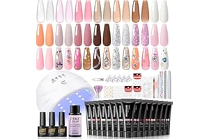 ‎PEACECOLOR PEACECOLOR Poly Nail Gel Nägel Set mit UV Lampe, 15 Farben Poly Nagelgel Set 16ML und Slip Solution Base Top Matte Coat Acrylnägel für Quick Extension Selber Machen