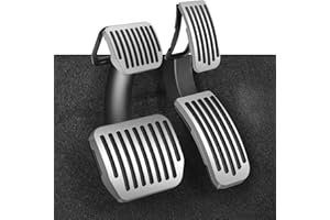 TOPABYTE Pedales para Tesla Model Y Juniper Model 3 Highland 2017-2025 Cubre Pedales de Aluminio Antideslizantes de Recambio, Cubierta Antideslizante para Pedal de Freno y Acelerador, Plata