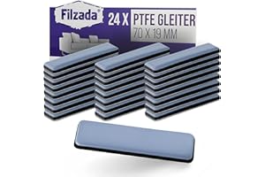 ‎FILZADA Filzada® 24x Teflongleiter Selbstklebend - 70 x 19 mm (eckig) - Profi Möbelgleiter/Teppichgleiter PTFE (Teflon)