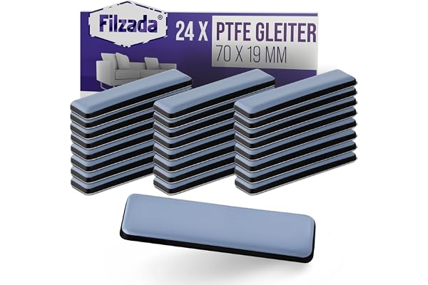 Filzada® 24x Teflonglidare Självhäftande 70 x 19 mm - Möbelglidare PTFE