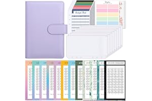 SKYDUE Raccoglitore Ad Anelli A6, Agenda Anelli Con 100 Buste Challenge,Raccoglitore Di Bilancio,Budget Binder, Raccoglitor Soldi, Budget Planner Con Buste(Viola)