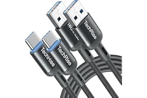 TechRise USB C Charger Cable 3.3A, 2-Pack Fast Charging USB Type C Cable Nylon Braided USB-A to USB-C Cable Compatible with Samsung Galaxy, Huawei, Google Pixel, Sony Xperia, Xiaomi (2M+1M)