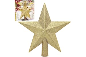 ‎ANECO Aneco 6 Zoll Glitzer Mini Gold Weihnachtsbaumspitze Bruchsichere Kleine Weihnachtsbaum Dekoration Baumspitze für Festliche Ornament oder Heimdekoration