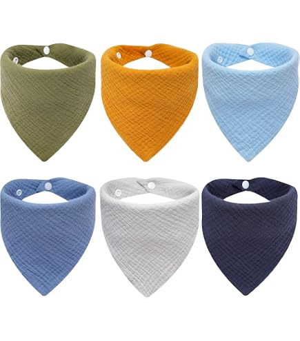 8 Bavoirs Bandana Bébé En Coton - Fermeture Pression Réglable - Absorbants Et Doux Pour La Peau - Pour Filles Et Garçons - 5
