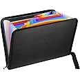 Fireproof Expanding File Folder with 13 Multicolored Pockets A4 Size Document Organizer with Color Labels Zipper Closure Non-Itchy Silicone Coated Portable Filing Pouch(14.3" x 9.8")