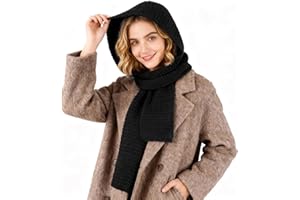TAGVO Knitted Hooded Scarf for Women, 2 in 1 Winter Hat and Neck Warmer, Soft Thermal Balaclava for Autumn & Mild Winter Outdoor
