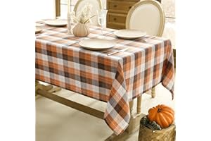 Softalker Halloween Table Cloth Rectangular 140x200 cm (55x78in) Rust & Brown Checkered Tablecloth Wipe Clean Autumn Dining Small Table Cover for Coffee Restaurant Party Buffet Tabletop Decoration