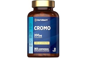 HORBÄACH Cromo Picolinato 200 mcg de alta dosificación por comprimido | 1 año de Suministro - 365 Comprimidos Veganos | Chromium Picolinate | Horbaach