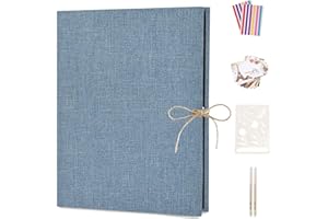 Boic Lin Album Photos Traditionnel 60 Pages Noires, DIY Vintage Scrapbook Mémoire Albums Livre d'or, Idee Cadeau Original pour Valentin de Noël Anniversaire Mariage (Bleu)