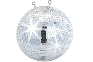 7EVEN Bola de espejo con ojal de seguridad, 30 cm, bola de discoteca, 30 cm