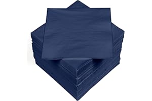 HEKU 100 servilletas monocromáticas, 3 capas, 33 x 33 cm, calidad uniforme para eventos y gastronomía, práctico paquete de 5 unidades, muy absorbente y elegante, azul oscuro