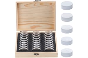 Kinsinder 30 Piezas Caja de Almacenamiento de Monedas de con Cápsulas Redondas de Monedas de Plástico, Organizador de Monedas para Coleccionistas de Monedas, 5 tamaños