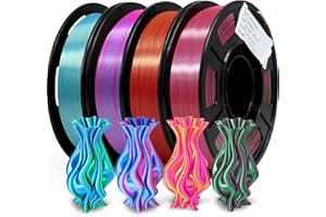 YOUSU bicolor filamento pla 1.75, Silk pla doble color, impresora 3d filamento, Seda Azul Verde/Rosa Azul/Oro Rojo/Verde Púrpura,4 Paquetes Carrete de 250g, total 1kg