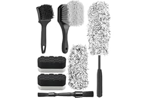 Fantasticlean 7 PCS Kit Limpieza Coche, Cepillo de Microfibra para Ruedas, Cepillo para Llantas y Neumáticos, Cepillo de Detalle de Doble Extremo, Esponjas de Pulido para el Lavado del Coche