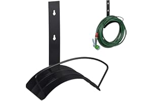 Relaxdays Support Tuyau d’arrosage, pour 60 m & 5/8", Enrouleur, dévidoir, Acier, Montage Mural, Rond, Jardin, Noir