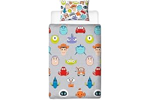 Pixar Disney Single Duvet Cover | Featuring Toy Story, Finding Nemo, Cars & Monsters Inc | Officially Licensed Reversible Two Sided Design