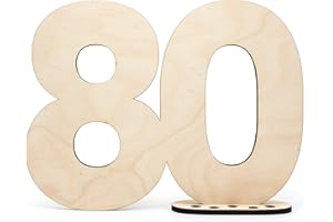 HAGEFOL Gästebuch Holz Deko Schild Zahl 80 - zum selbst beschriften als Geschenke für Senioren ab 80 mit Ständer und Geburtstagskerzenhalter - für 80 Geburtstag Deko, 80 Jahre Jubiläum