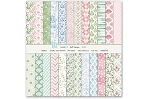 Scrapbook Papier Blumen Muster Scrapbook Bastelpapier, 24 Blat Doppelseitiges Boho Dekorpapier, MerwDeeyt Buntes Motivpapier für Journal Scrapbooking Fotoalbum Dekoration (Rosa, 30,5x30,5 cm)