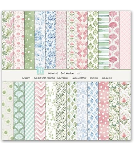 JarThenaAMCS Lot de 24 feuilles de papier à motif citron méditerranéen bleu floral double face pour loisirs créatifs, fabrication de cartes, album