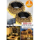 Light Home G&uuml;neş Enerjili 10 Metre 100 LED Dış Mekan Dekoratif Bah&ccedil;e Işık Zinciri Sıcak Beyaz, 8 Farklı Işık Modu, Solar Led 