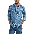 Wrangler Men's Iconic Denim Regular Fit Snap Shirt Button