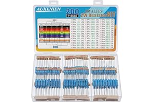 AUKENIEN 2W Resistance 40 Valeurs 200 Pièces Résistance Kit Film Métallique 1 à 1M Ohm Assortiment Resistances Electronique Conforme RoHS avec une Tolérance de ± 1%