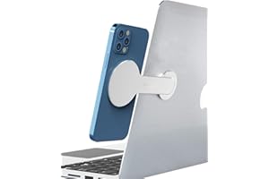 MILI ORBITA360, Magnetic Laptop Phone Holder, Supports Mag-Safe for iPhone 12/13, Foldable Monitor Expansion Bracket, Compact Size, Compatible with All Cell Phones (Silver)