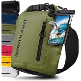 Nordlight Waterproof Dry Bag + Mobile Phone Case, Roll-Up Closure, Shoulder Strap | Drybag Waterproof Backpack Waterproof Sac
