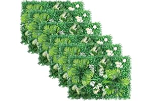 ANMINY 6Pcs Garden Trellis Panels 24×16 inch Artificial Grass Wall Panels Ivy Fence Screening Leaves with Grid Boxwood Panel Garden Screening Backdrop Wall Panelling,Pattern#2